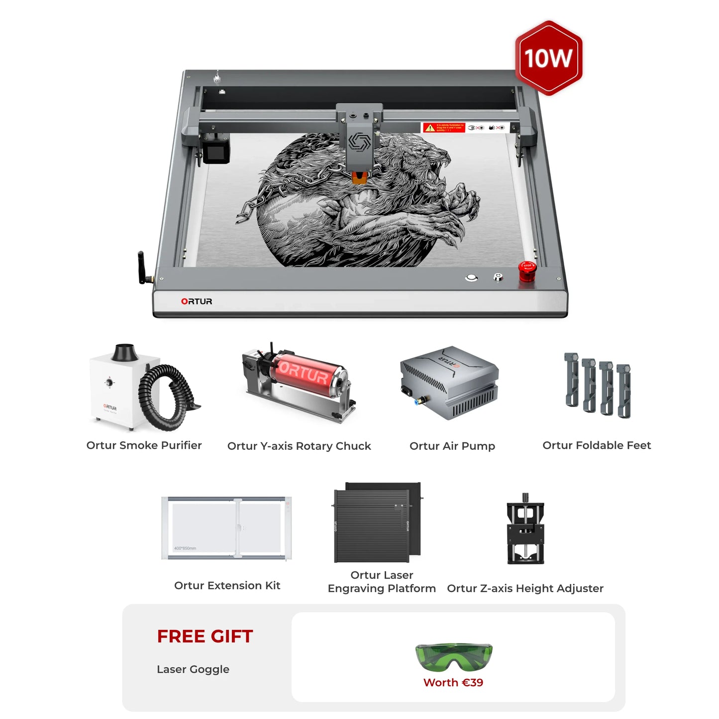 Ortur Laser Master 3 (LM3) Laser Engraving & Cutting Machine 10W OLM3 All-in-One Bundle